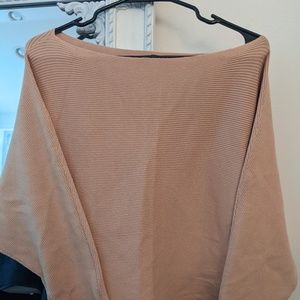 Batwing Beige Ribbed Sweater